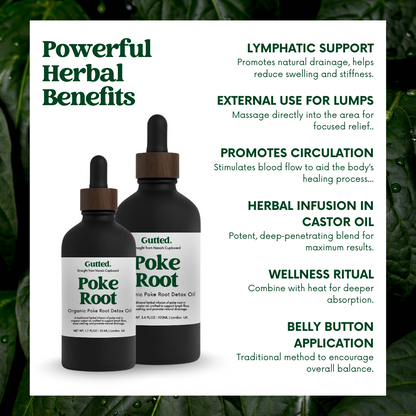 Organic Poke Root Oil –   20ml, 50ml & 100ml   | Wild-Infused Oil for Lymphatic Detox Oil -