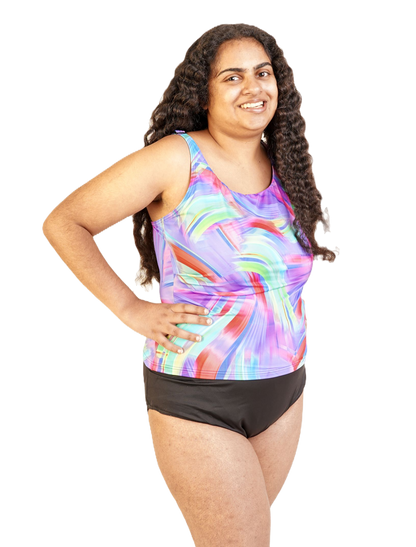Ladies Incontinence Tankini Set – Leakproof Swimwear with Secure Cross Back | Indigo Wave